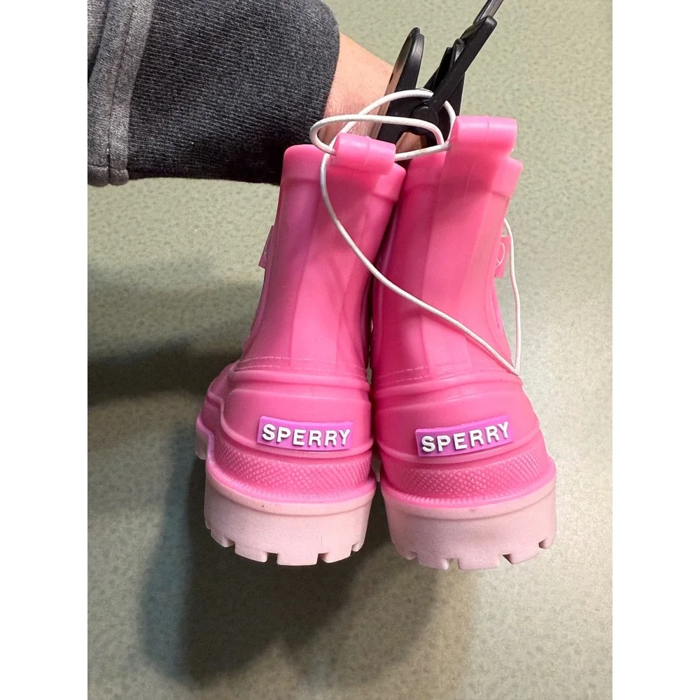 Sperry Kids Pink Waterproof Rubber‎ Rain Boots Toddler Size 7 B46